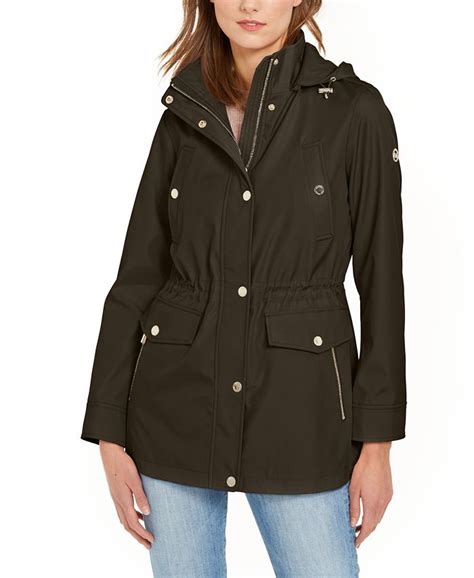 michael kors coat real fur hood|michael kors anorak raincoat.